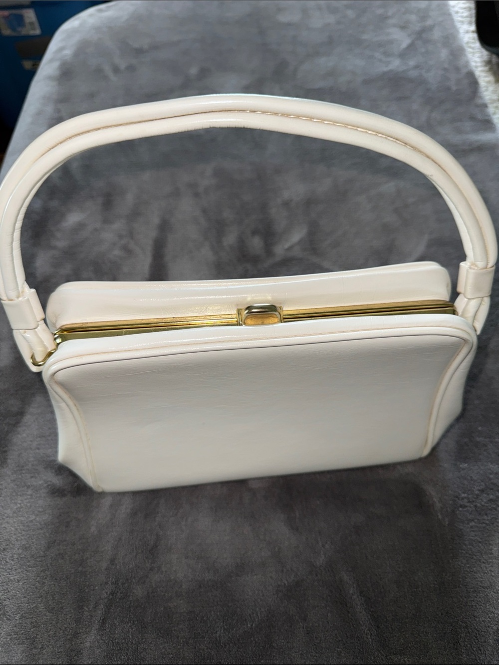 Vintage 60s White Structured Top-handle Handbag - Picture 2 of 8